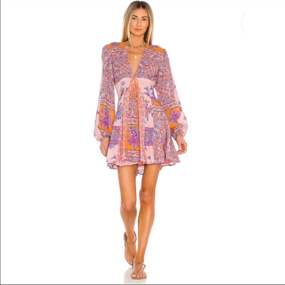 NWT free people Mixin It Up Mini Dress in Peach Combo